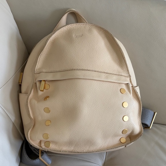 Hammitt Handbags - Hammitt Cream Leather Backpack with Gold Studs
